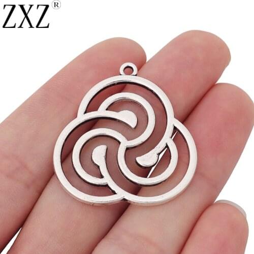 ZXZ 10pcs Celtics Knot Trinity Triquetra Spiral Charms Pendants for Necklace Jewelry Making Findings 36x34mm