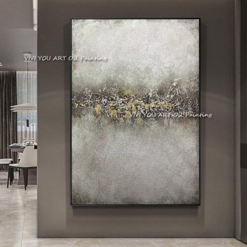 100% Handmade Abstract Simple oil painting Thick Canvas Large Size Grey Picture Landscape Modern for Home Living Room Decor
