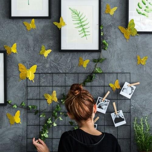 12pcs 3D Simulation Ambilight Butterfly Wall Stickers for Kids Rooms Fridge Home Decor Stickers DIY Party Wedding Butterflies