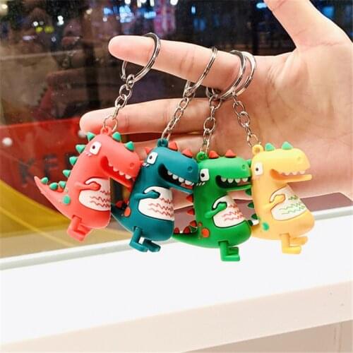2021 Creative Cartoon Little Dinosaur Keychain Pendant Leather Rope Stereo Doll Cute Personality Girlfriend Gift Child Gift