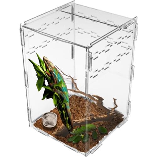Acrylic Reptile Spider Lizard Scorpion Centipede Horned Frog Gecko Beetle chameleon Insect Breeding Box (15.5 * 16.5 * 25cm)
