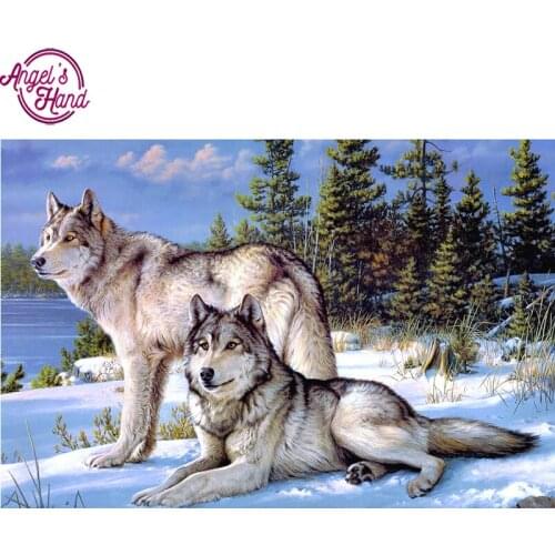 Diamond embroidery snow wolf 5d diy diamond painting Cross Stitch full square drill Rhinestone mosaic home decor ZX