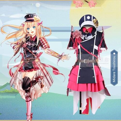 Anime! Touken Ranbu Online Midare Toushirou Polarity Lovely Lolita Dress Uniform Cosplay Costume Halloween Suit Free Shipping
