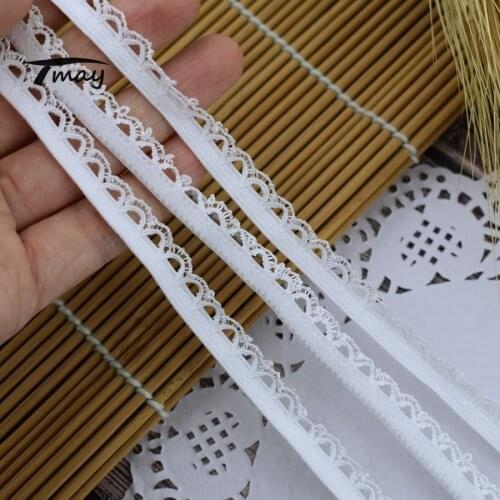 #1598 White Color Shinny Scallops Elastic bands for Woman Pants Tape Elastic Lace Trim Ribbon 8yards/lot Waistband Webbing