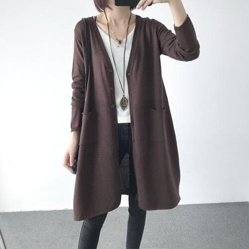 Oversized Loose Knitted Women Sweater Cardigan Autumn New 2021 Solid Long Vintage Casual All Match Female Outwear Coats Tops
