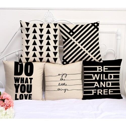 1 Piece Famous Designer Hug Cushion Cover Decorative Home Decor Chair Sofa Throw Pillows Case 45x45cm Black Geometric Letters