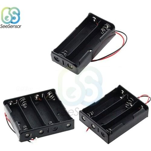 Black ABS 1x 2x 3x 4x 18650 Battery Storage Box Case 1 2 3 4 Slot DIY Batteries Clip Holder Container With Wire Lead