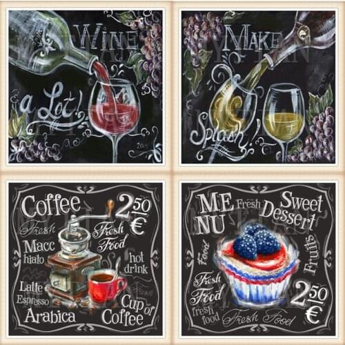 Coffee cup Diamond Painting Blackboard Full square/round Drill 5d Diy Diamond Embroidery Flower Rhinestone Home Decor kids Gift