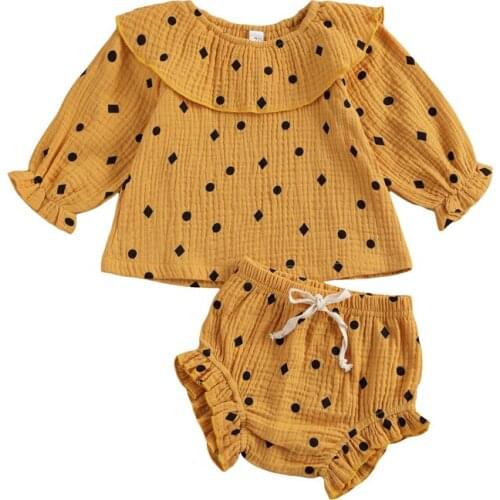 2021 Baby Summer Clothing 2PCS Newborn Baby Girl Cute Clothes Cotton Dot Tops Shorts Pants Cotton Outfit