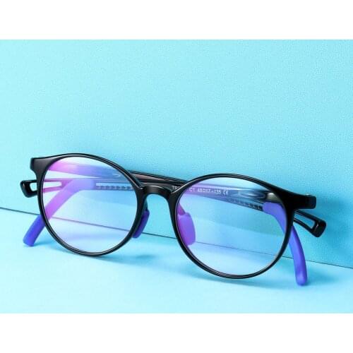 Kids Computer Glasses for Eye Strain Anti-blue Light Children Adjustable Temple TR Round Optical Eyewear Frames Girls Boys Teens