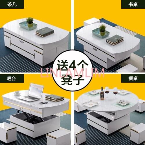 Electric multifunction foldable Coffee Table Living Room liftable and lowerable minimalist rectangle mesas centro dining table