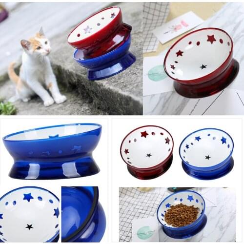 Dog bowl pet tilt food feeding bowl Pet cat bowl crystal anti-slip wear-resisting flat face available safe non-toxic pet feeder
