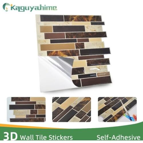 Kaguyahime Self Adhesive Mosaic Tiles 3D Wall Stickers Waterproof Stickers Wall Tile Decor 3D Crystal Sticker Kitchen Wallpaper