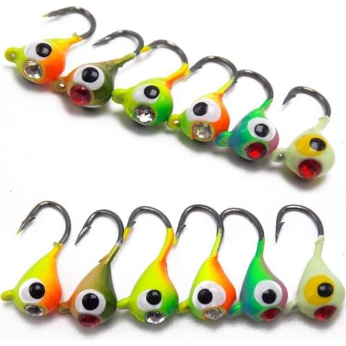 CATCHSIF 12pcs 1.1g Soft Live baits jigheads with Beads ice Fishing Hooks