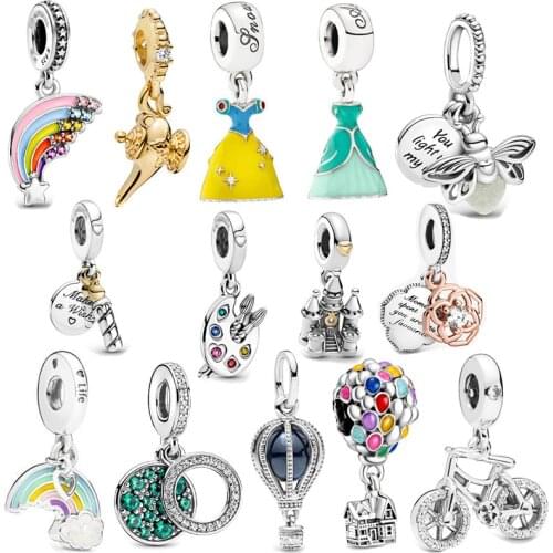 100% 925 sterling silver firefly rainbow charm balloon pendant fit pandora bracelet women fine jewelry making birthday gift