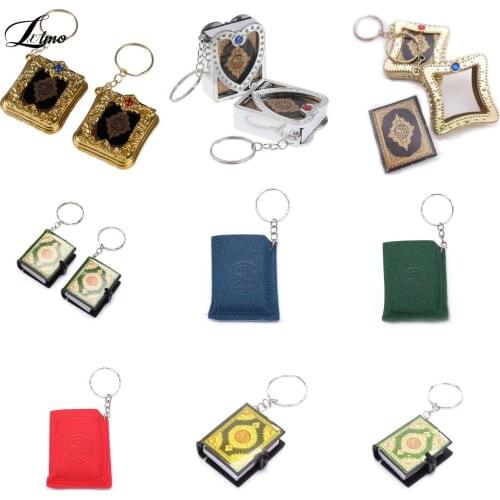 Cute Yellow Mini Arabic Quran Islamic Keychain Women Allah Real Paper Can Read Pendant Keyring Fashion Religious Jewelry