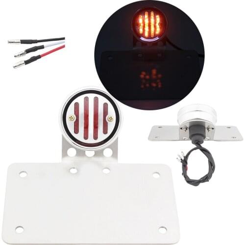 Motorcycle Retro Stainless Steel License Plate Frame Grill Tail Light Brake Cover Lamp For Harley Chopper Bobber Custom