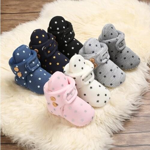 Baby Boy Girl Socks Toddler Shoes Star Print Prewalkers Booties Cotton Winter Soft Anti-slip Warm Newborn Infant Crib Shoes