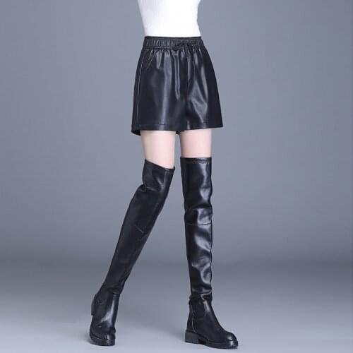 New Autumn Genuine Leather Woman Degree Of Tightness High Waist Wide Leg Pants Sheep Skin skirt Rendering Free shipping