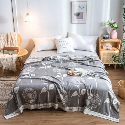 Summer Breathe Freely Blanket 100% Cotton Quilt Bohemia Style Duvet 200*230cm AB side Bedspread 5 layer Gauze Jacquard Bed cover