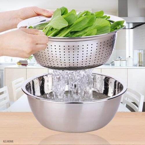 Pro Vegetable Washing Colander Stainless Steel Mesh Colander Three Sizes Over Sink Premier Fruit Wash Bowl Houseware