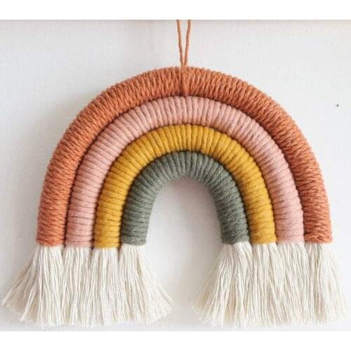Rainbow Macrame Wall Hanging Boho Tapestry Wall Girls Kids Room Decoration Baby Shower Nursey Dorm Room ChristmasParty Gift