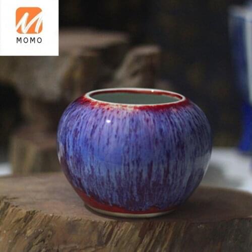 Luxury Lang Kiln Red Flower Glaze Tea Basin Porcelain Collection Water Pot Writing-Brush Washer Cans
