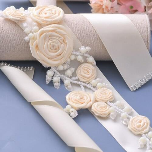 S323 Pearls Bridal Dress Belts Wedding Bridesmaid Bride Dresses Accessories Women Prom Party Evening Dresses Flowers Belt