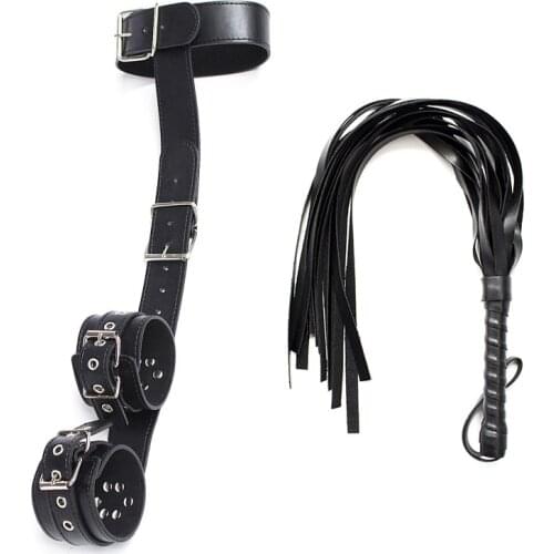 Sexy BDSM Bondage Sex Handcuffs Neck Collar Whip Erotic Sex Accessories for Adult Slave Games Sex Toys for Couples Woman