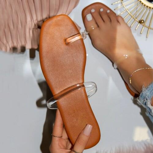Flip Flop Single Finger Single Buckle New Women Summer Fashion Flat Bright Color Puv Sandals/ Slippers Beach Shoes