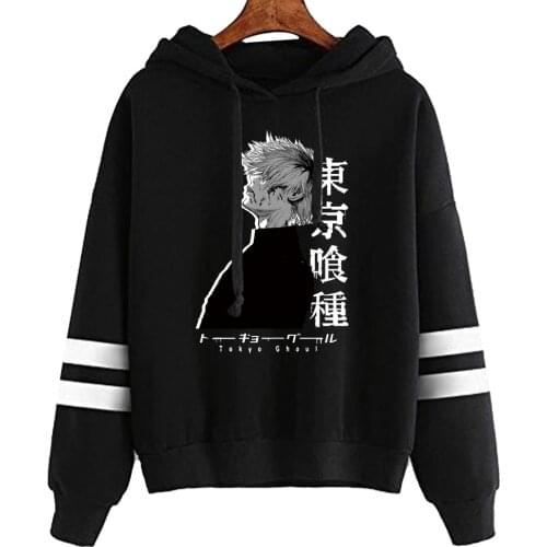 Tokyo Ghoul Hoodies Kaneki Ken Printed Long Sleeve Mens Hoodie Sweatshirt Casual Male Striped Pullovers Men Clothes