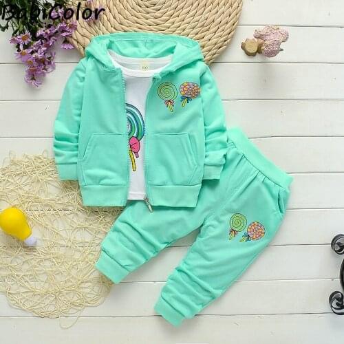 Spring Autumn Baby Girls Clothes Children Cotton Jacket Pants 3Pcs/Set Toddler Fashion Clothing Infant Kids Tracksuits