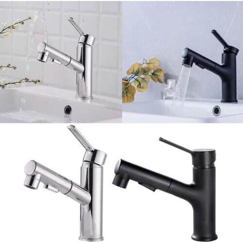 Pull Out Bathroom Faucet Lavatory Faucet Centerset Bathroom Sink Faucet Metal Brass High Arc Spout Vanity Faucet