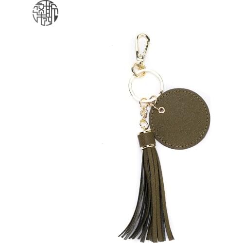 Zenos High Quality Genuine Leather Key Chain Ring Cover Case Holder With Tassel Bag Accesorry