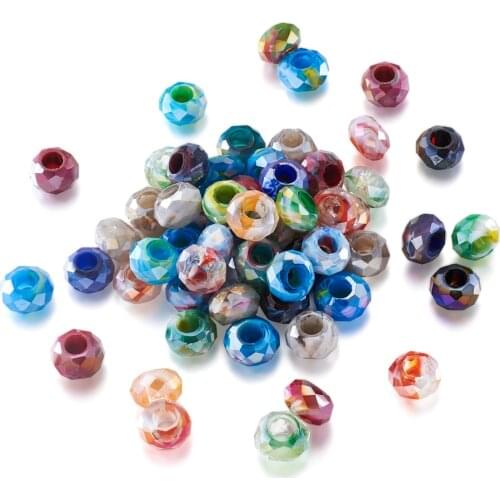 100pcs European Rondelle Faceted Glass Beads 14mm for Jewelry Making DIY Bracelet Necklace Accessories Mix Color