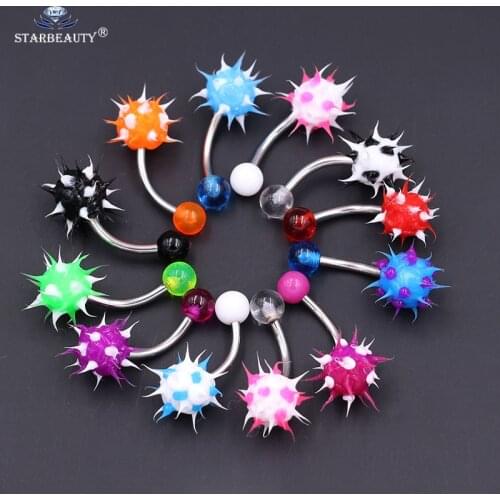 2 PCS Mix Color Choice Stunning Silicone Cute Navel Piercing Ombligo Barbell Bar Ring Belly Button Rings Body Piercing