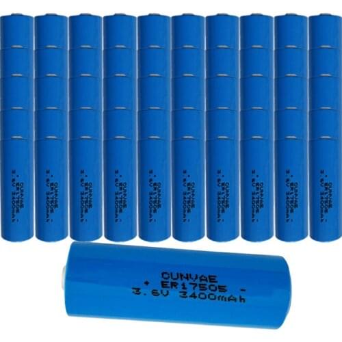 50pcs 17505 ER17505 3.6V A Size Type Batteries for water meter battery PLC battery ER17505 LS17505 2400mAh