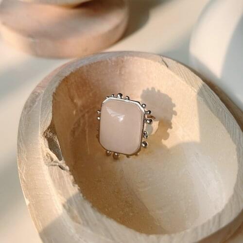 Amaiyllis 925 Sterling Silver Simple Personality Index Finger Ring Jewelry Fashion Temperament Pink Crystal Open Ring For Female