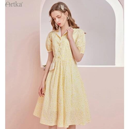 Желтые летние платья Artka China At AliExpress