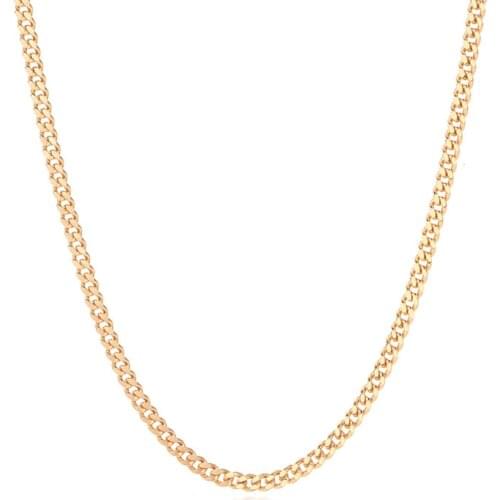 AU750 18K Real Solid Yellow Gold Cuban Link Chain Necklace Jewelry For Women