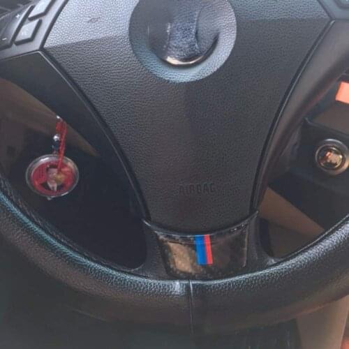 Carbon Fiber Car Steering Wheel Sticker Emblem Trim for BMW 5 Series E60 2004-2010 B