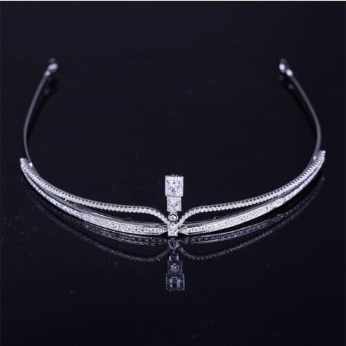 CC tiaras and crowns hairbands cubic zircon engagement wedding hair accessories for bride princess jewelry simple design XY167