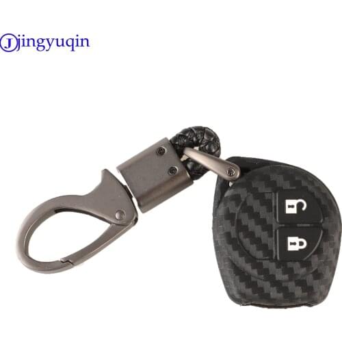Jingyuqin Carbon Silicone 2B Key Case For Suzuki SX4 Swift Vitara Jimny Alto Gnis Esteem Agila Remote Protector Holder
