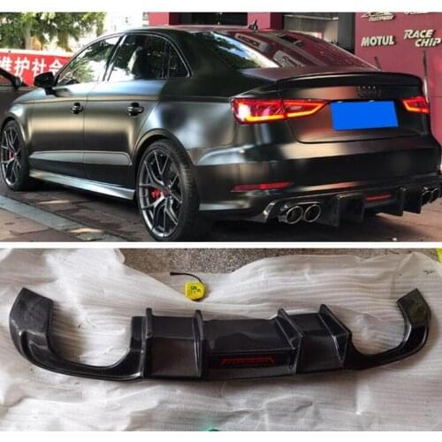 REAL CARBON FIBER REAR BUMPER TRUNK LIP SPOILER DIFFUSER For Audi A3 SLINE S3 RS3 SEDAN 2014 2015 2016 / 2017 2018 2019 2020