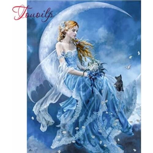 Bricolage 5D mosaïque en diamant | Peinture à la main, Kits de point de croix, strass de broderie en diamant, Arts lune fée