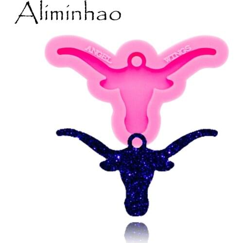 DY0320 Shiny bull head mold Silicone Molds DIY Long Horn cow Head epoxy mould silicon Resin Crafting molds keychains Moulds