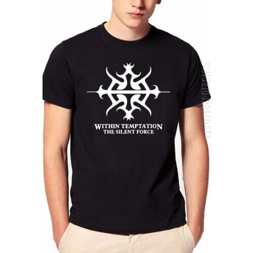 Hot Sale Fashion Men T Shirt Cotton Casual Oversized O Neck Punk Style Brand Summer Within Temptation Band Print T-Shirt