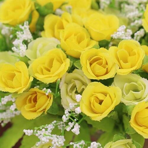 1 Bouquet 21 Flowers Artificial Fake Rose Wedding Party Home Decoration Flower Restaurant Office Desktop Vase Decoration