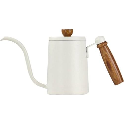 304 Stainless Fine-Spout Pot 600Ml Coffee Pot with Wooden Handle Rosewood Handle Coffee Pot with Vertical Water