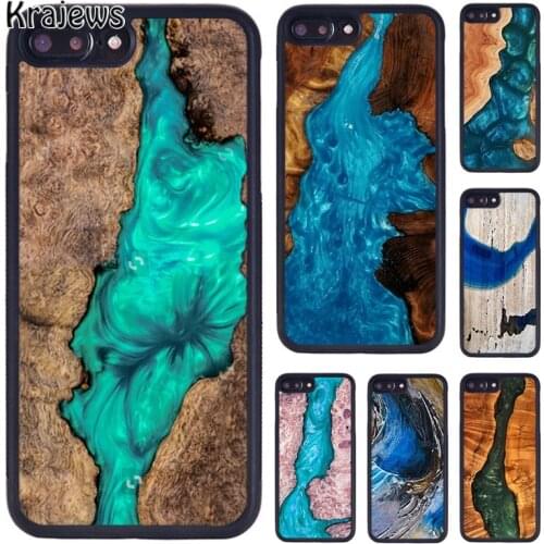 Krajews Resin WOOD Marble colorful Phone Case For iPhone 5 6S 7 8 plus 11 12 Pro X XR XS Max Samsung Galaxy S6 S7 S8 S9 S10 PLUS